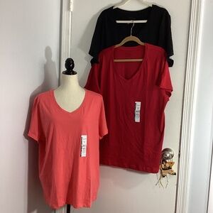 NWT TIME AND TRU XXXL (22)SET OF 3 V-NECK T-SHIRTS SHORT SLEEVE RELAXED FIT